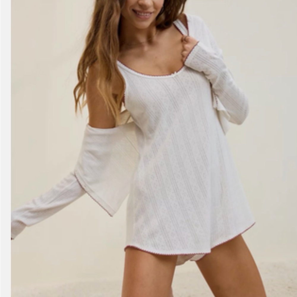 Aerie White pointelle romper sz Small